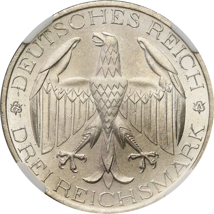 Niemcy. Weimar 3 Marki 1929 A Waldeck NGC MS65+